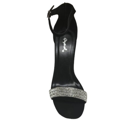 Qupid Elsi-10 Black Classic and Chic Toe Band High Heel with Ankle Strap Sandal - Picture 2 of 5